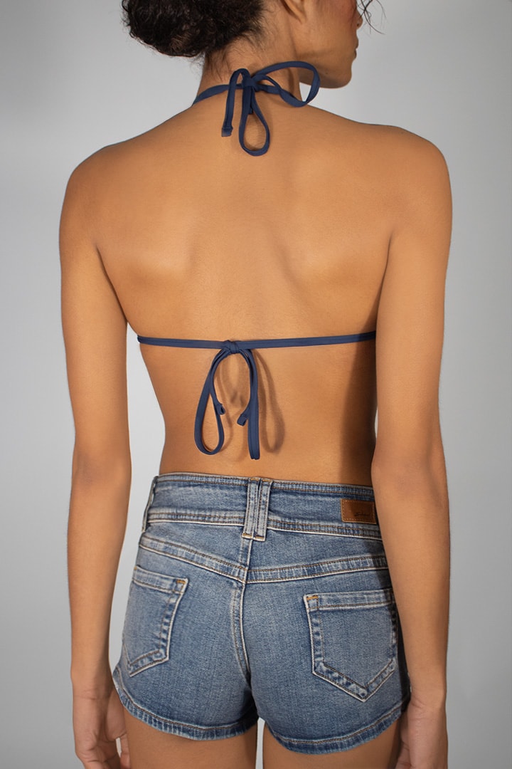 Triangle bikini top with beaded flower detail | Subdued
