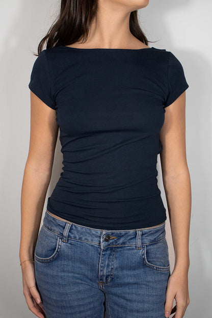 T-shirt with soft back neckline | Subdued