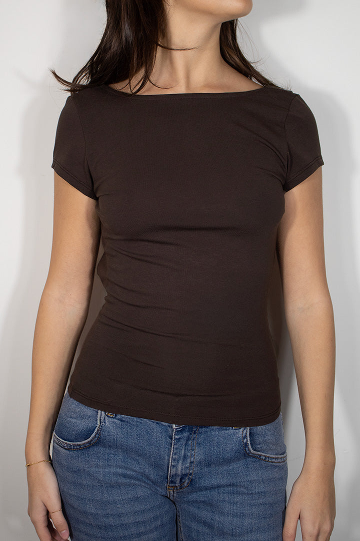 T-shirt with soft back neckline | Subdued