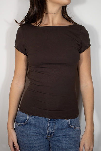 T-shirt with soft back neckline | Subdued
