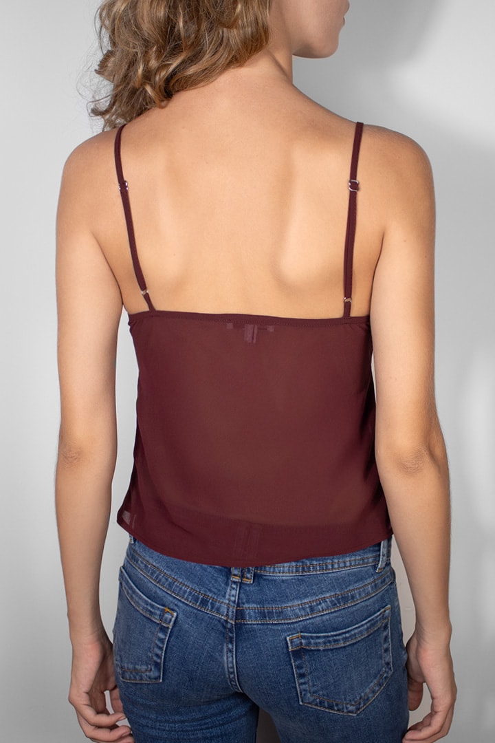V-neck tank top with beads | Subdued