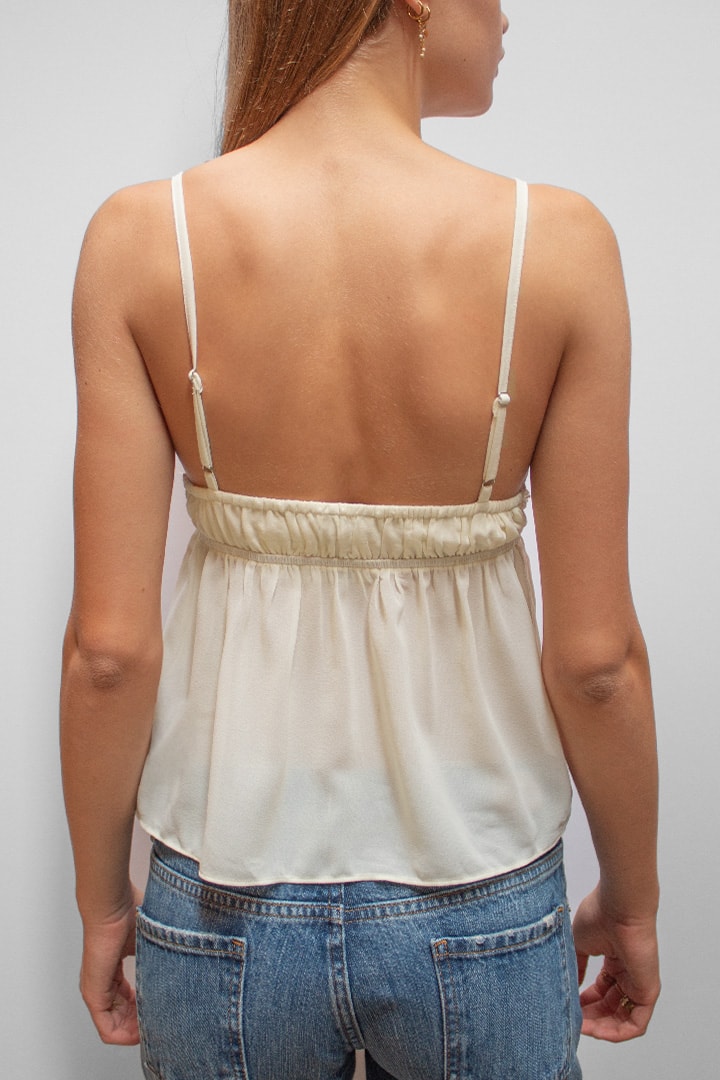V-neck top with beading | Subdued