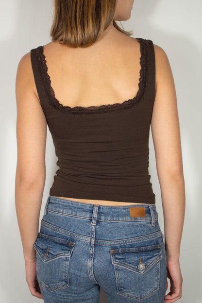 Square neckline top with lace | Subdued