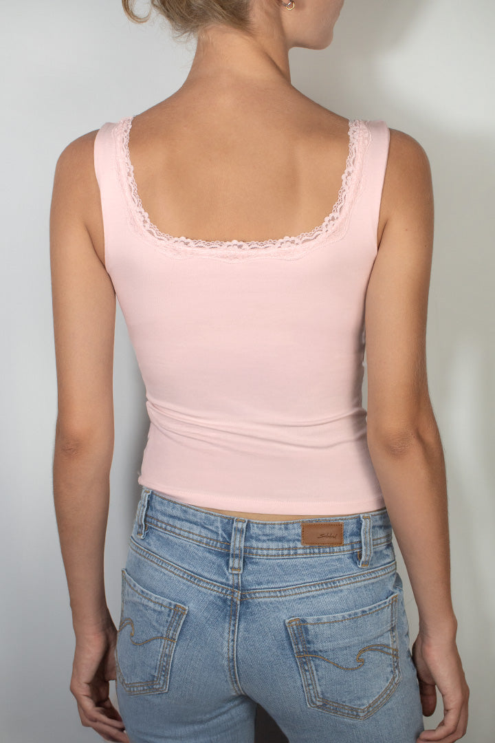 Square neckline top with lace | Subdued