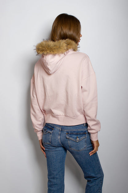 Faux fur zip-up hoodie | Subdued
