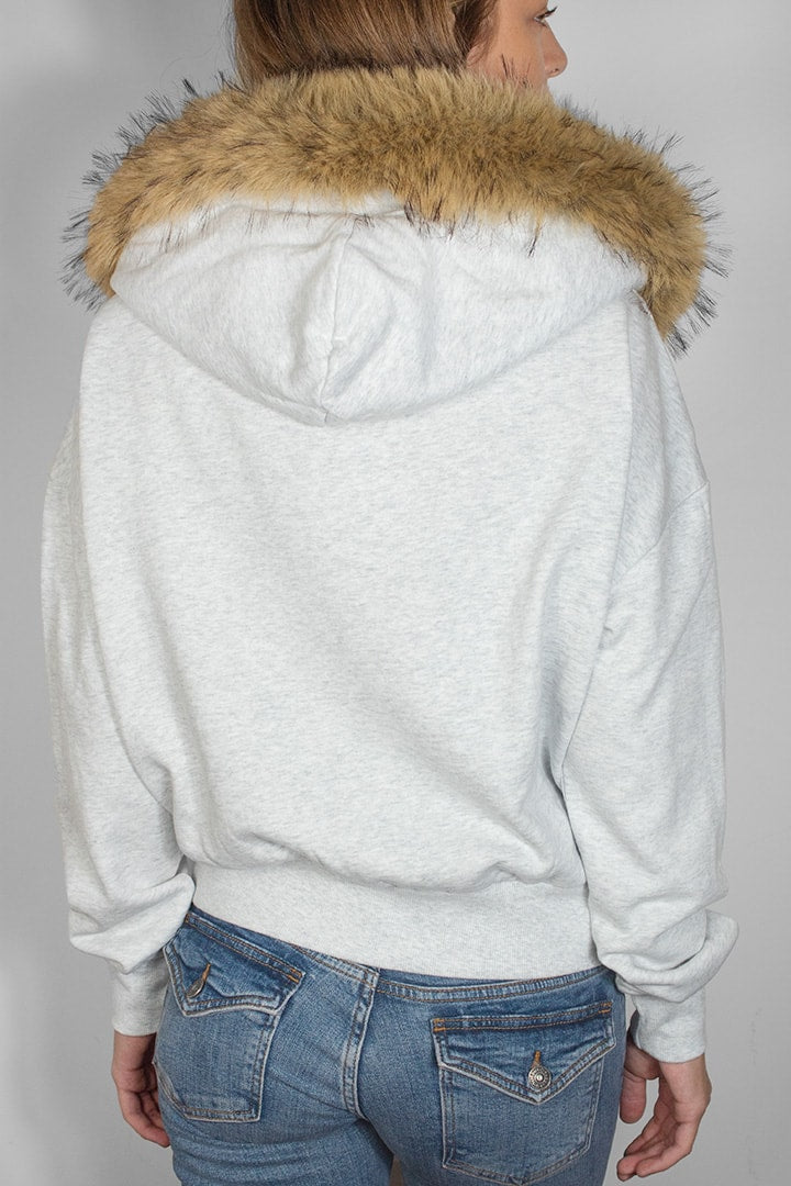 Faux fur zip-up hoodie | Subdued