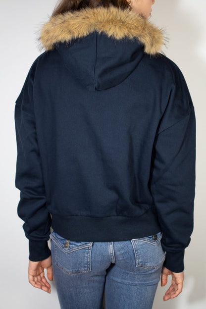 Faux fur zip-up hoodie | Subdued