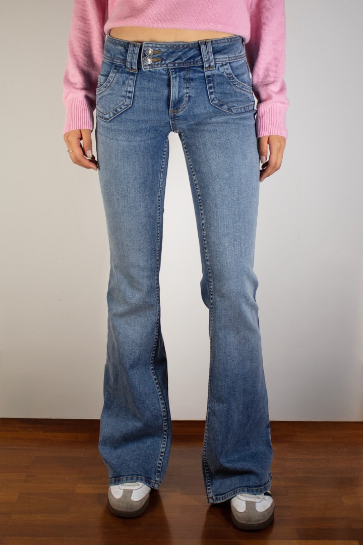 Double-button flared jeans | Subdued