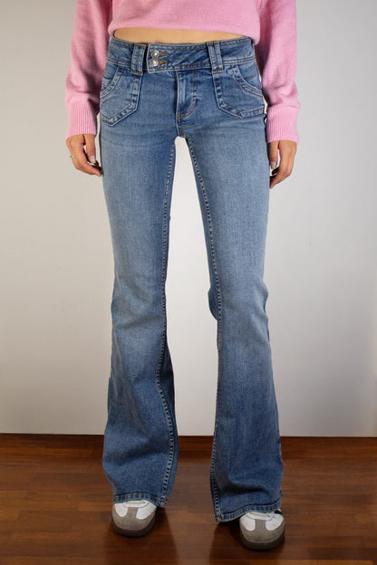 Double-button flared jeans | Subdued