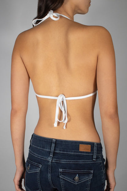 Triangle bikini top with beaded flower detail | Subdued