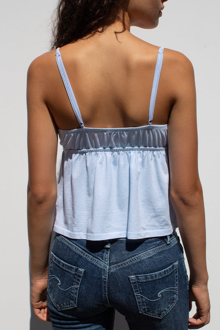 V-neck top with lace and bead | Subdued