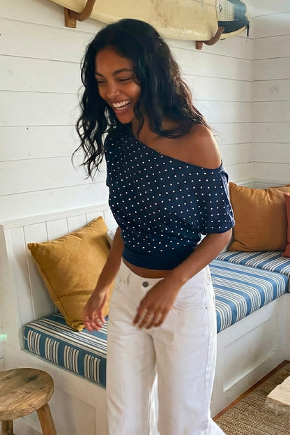 Crop boat neck T-shirt | Subdued