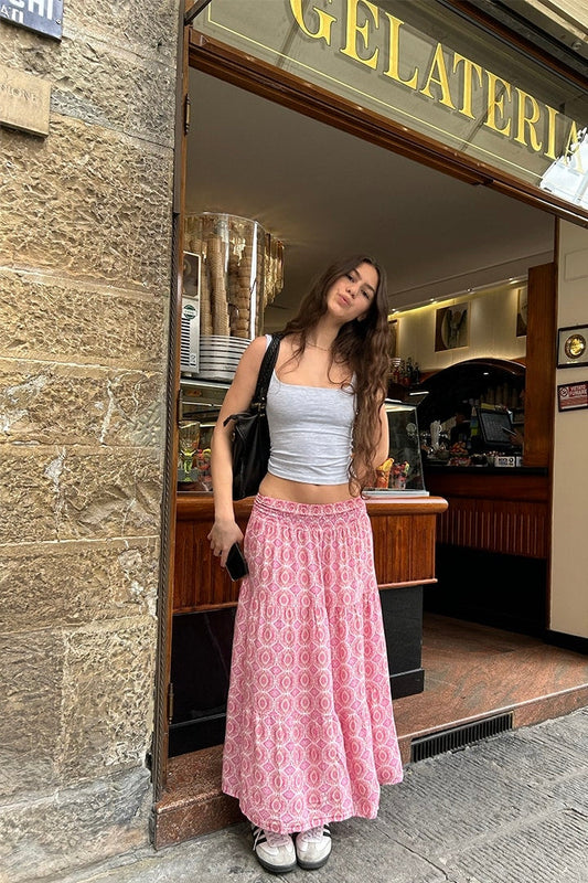Long ruffle skirt | Subdued