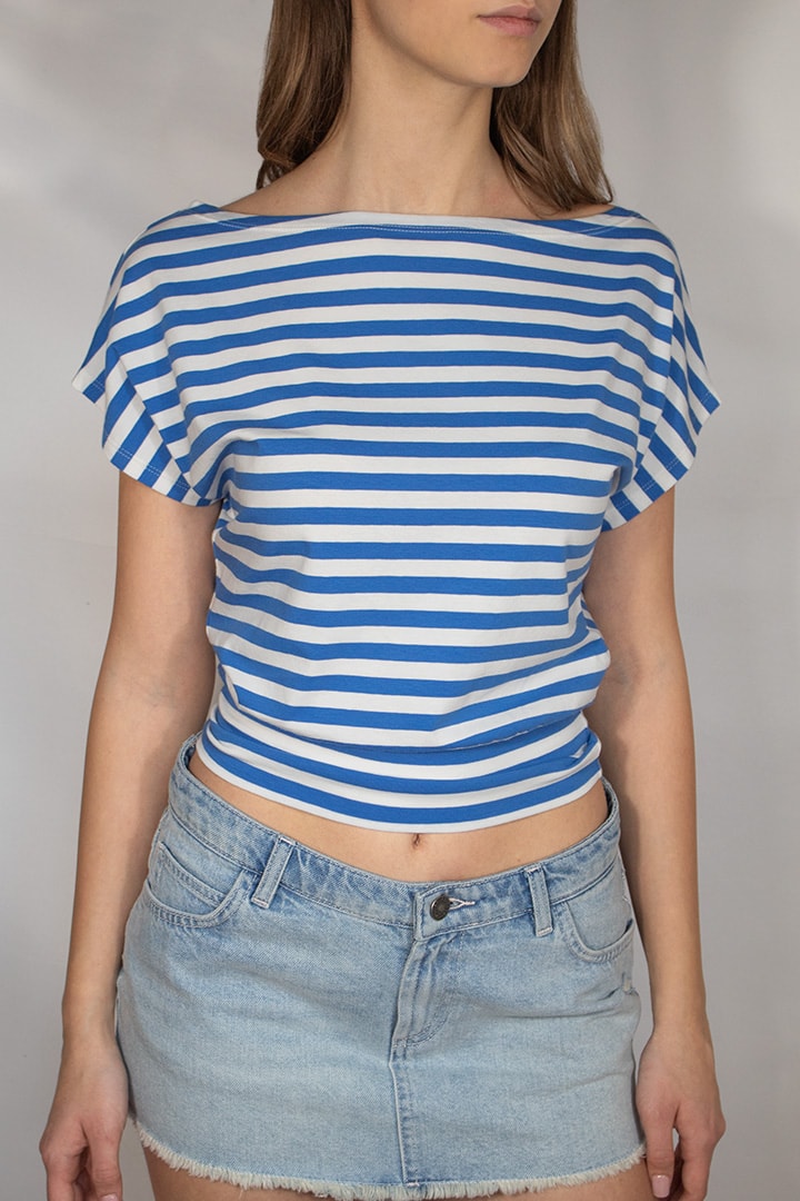 Crop boat neck T-shirt | Subdued