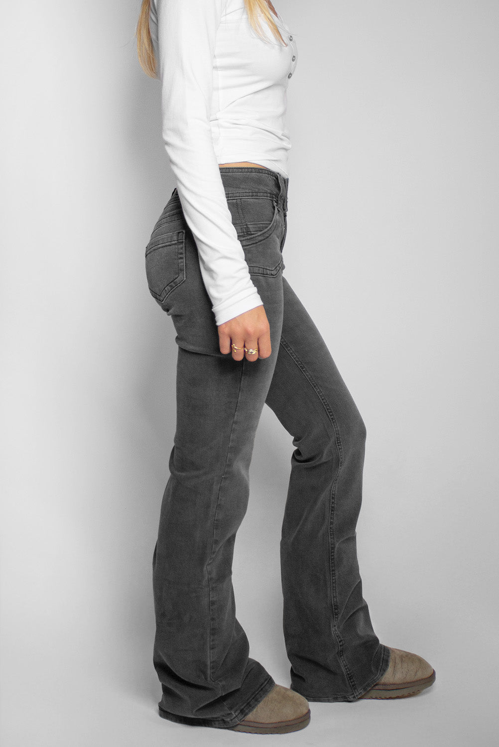 Double button flared jeans | Subdued