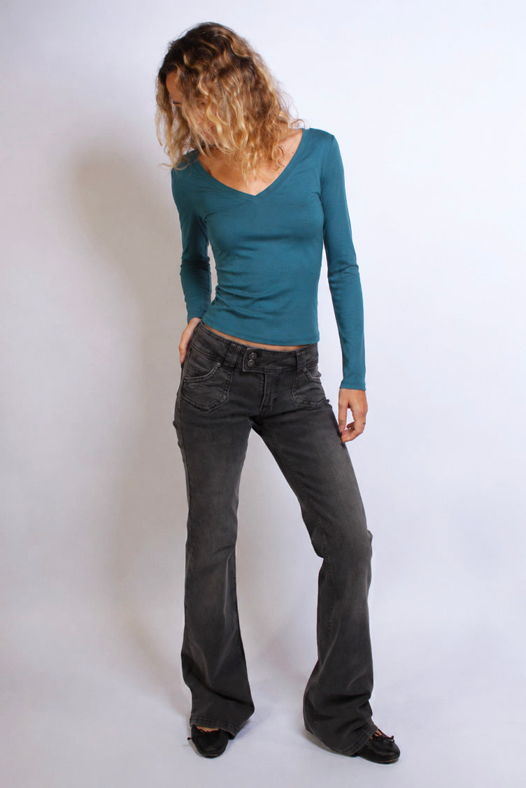 Double button flared jeans | Subdued