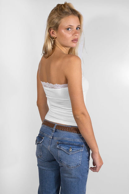 Bandeau top with lace | Subdued