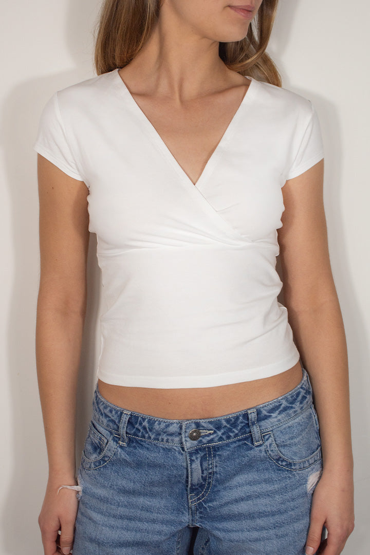 Cross-neck T-shirt | Subdued