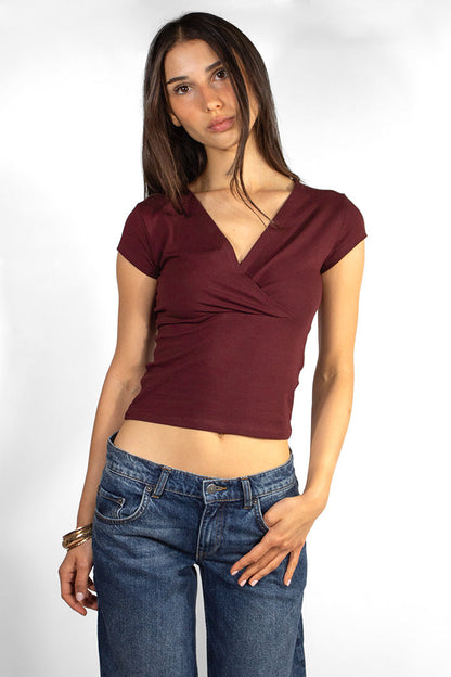 Cross-neck T-shirt | Subdued