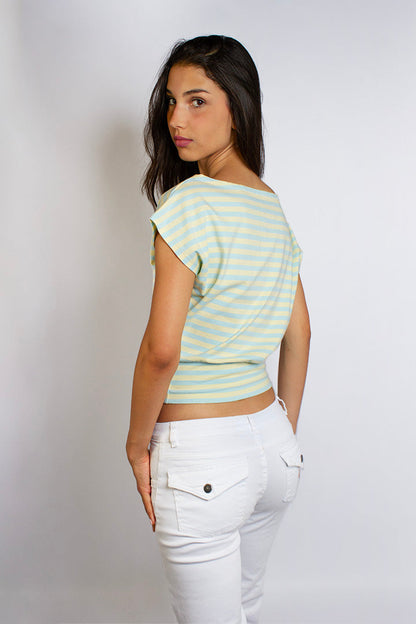 Boat-neck crop T-shirt | Subdued