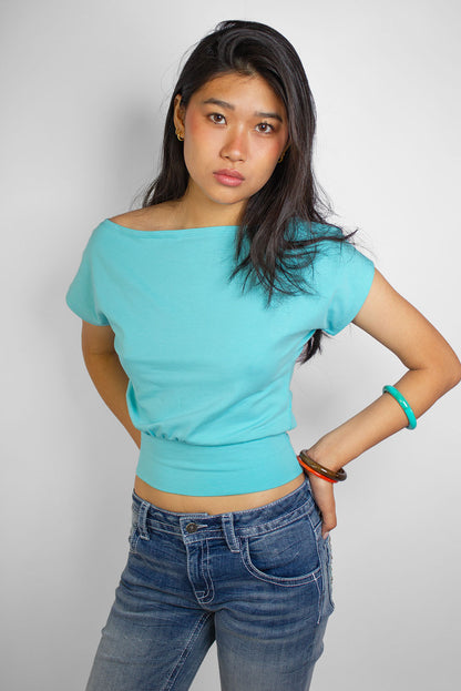 Cropped boat neck T-shirt | Subdued