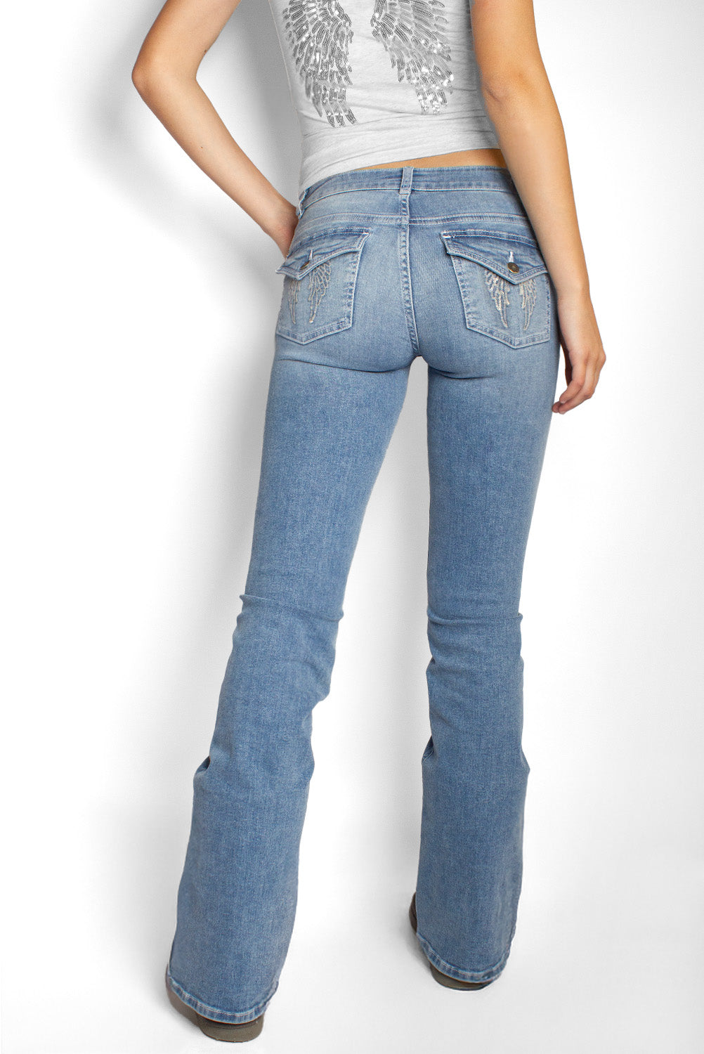 Low-waist flared jeans with wings | Subdued