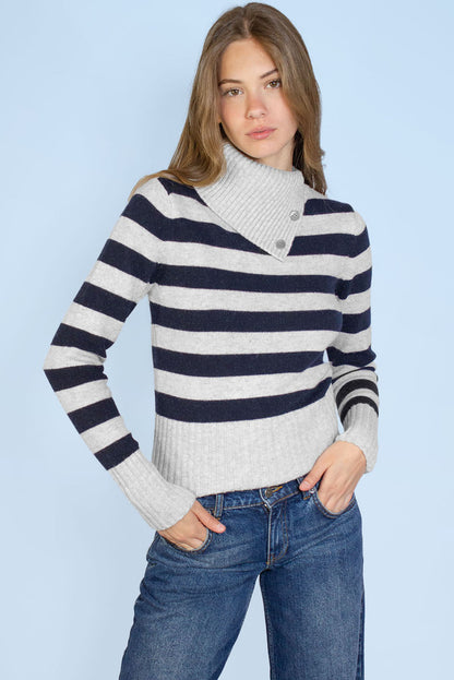 High neck sweater with buttons | Subdued