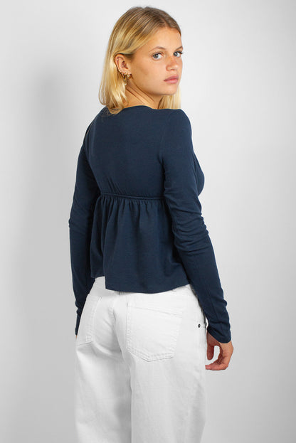V-neck T-shirt with lace | Subdued