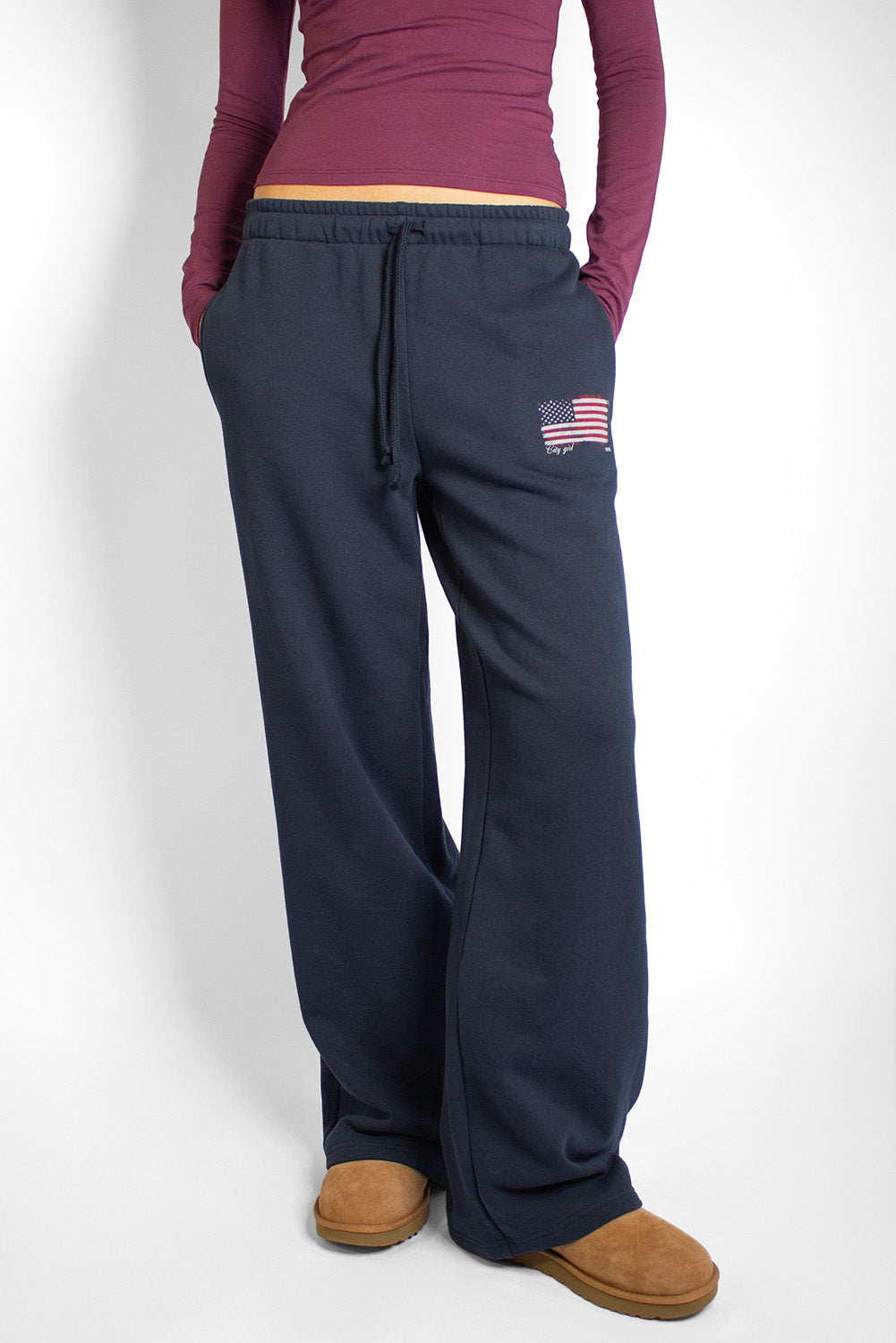 Wide-leg joggers with USA flag | Subdued