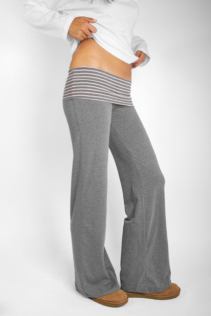 Wide-leg trousers with turn-up hem | Subdued