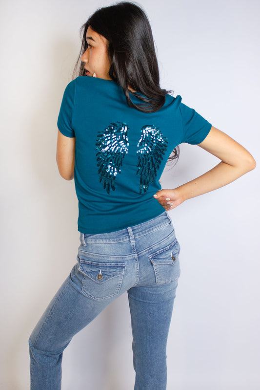 Sequin wings T-shirt | Subdued