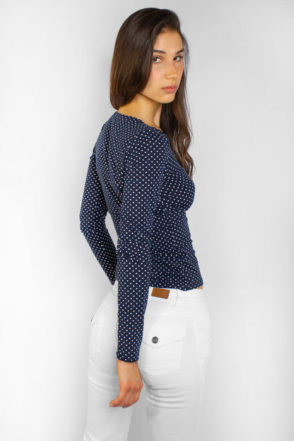 Ruched v-neck long sleeve top | Subdued