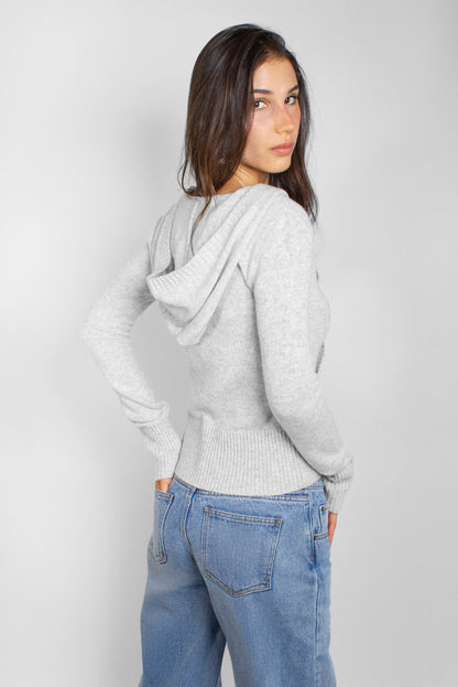 Hooded V-neck sweater | Subdued