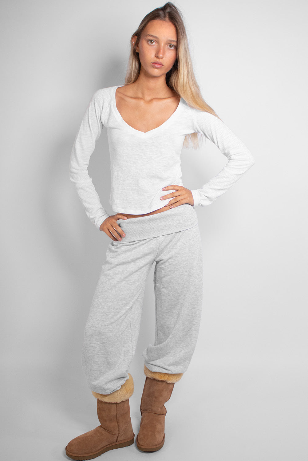 Long-sleeved crew-neck T-shirt | Subdued