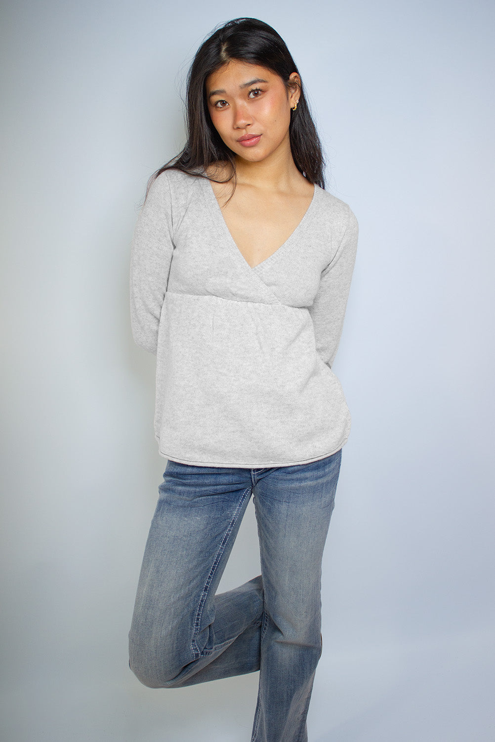 Wrap front v-neck sweater | Subdued