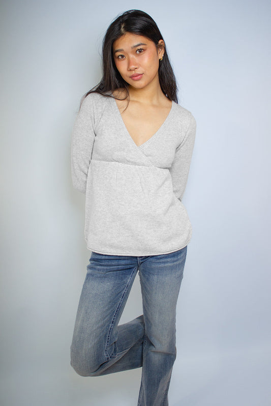 Wrap front v-neck sweater | Subdued