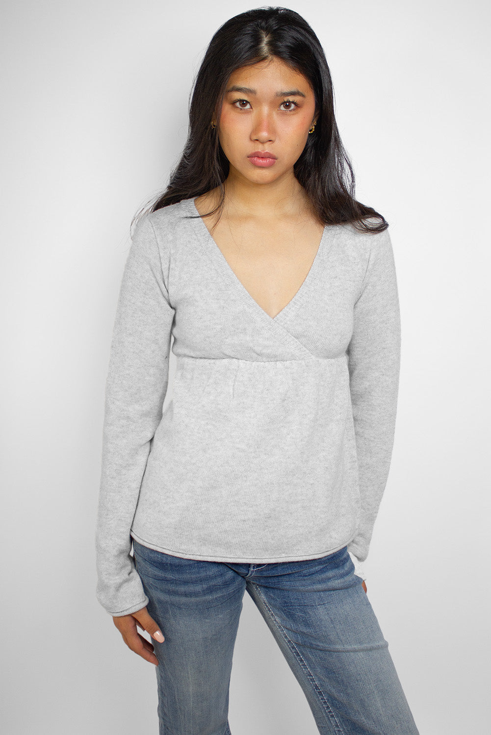Wrap front v-neck sweater | Subdued