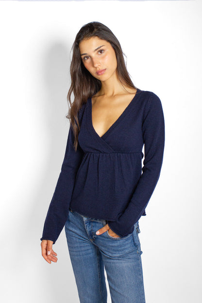 Wrap front v-neck sweater | Subdued