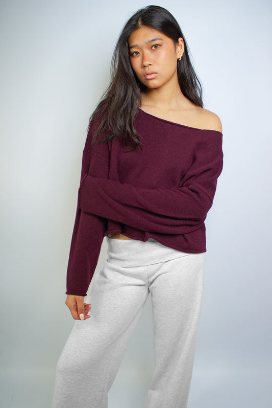 Off-shoulder knit sweater | Subdued