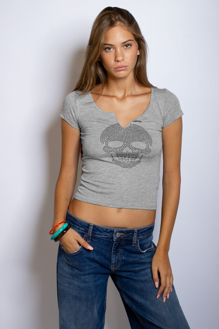 Skull Rhinestone T-Shirt | Subdued