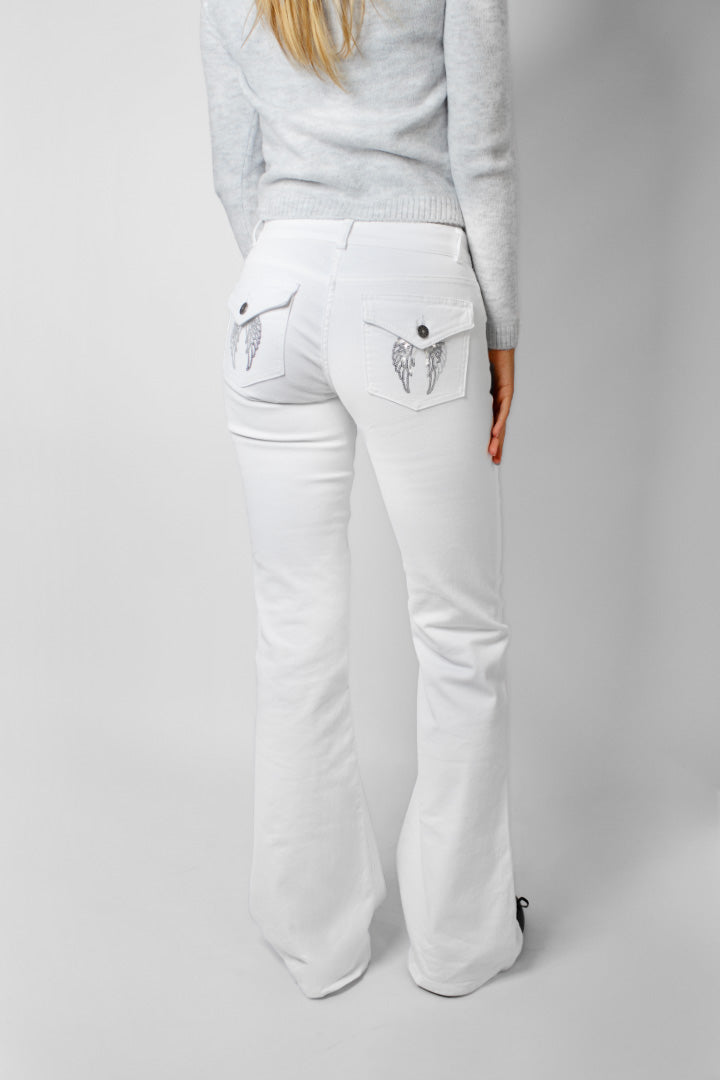 Low-waist flared jeans with pockets with wings | Subdued