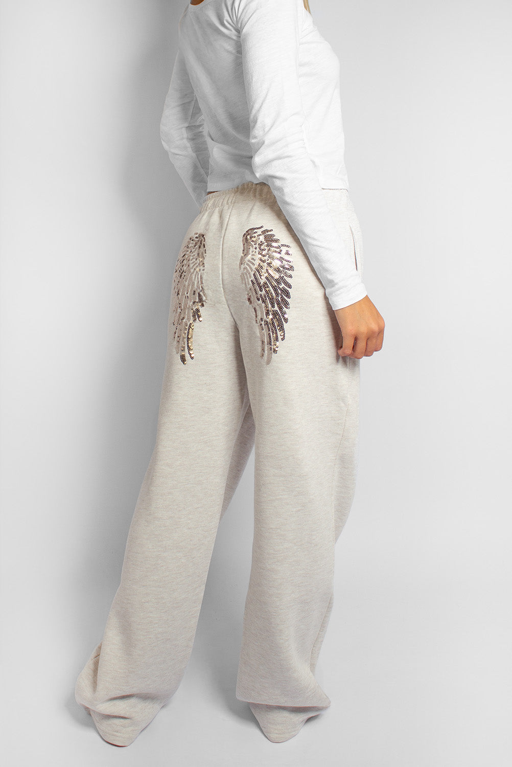 Wide-leg pants with sequined wings | Subdued